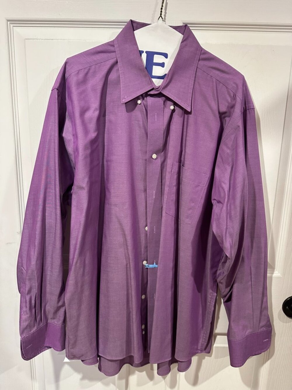 Eagle Shirtmakers Mens Dress Shirt Purple Long Sleeve Size 18.5 34/35 332